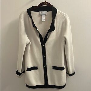 Linea by Louis Dell'Olio Cream Cardigan with Black Accents